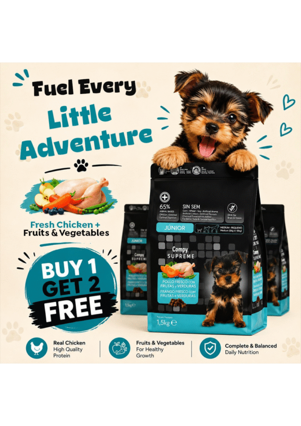 Buy 1 Get 2 Free Compy Supreme Junior Dog Food Small Breeds 1.5kg