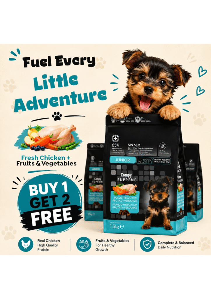 Buy 1 Get 2 Free Compy Supreme Junior Dog Food Small Breeds 1.5kg