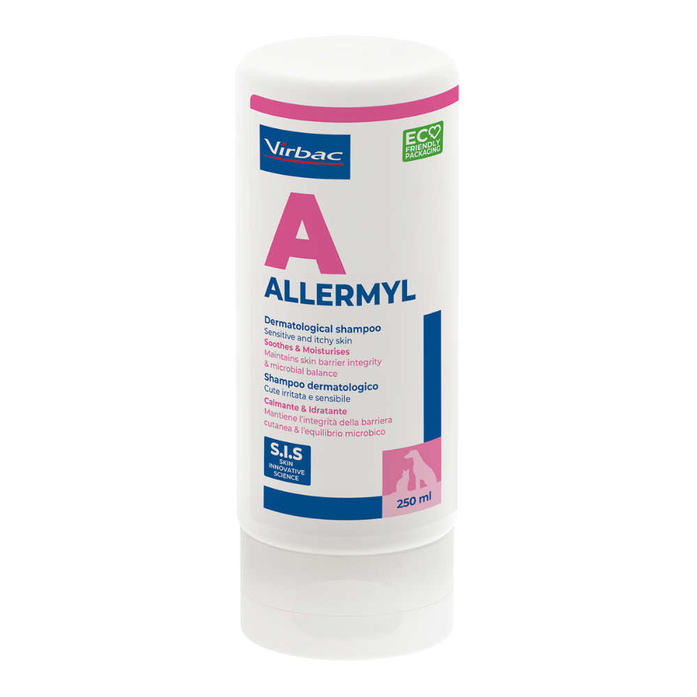 400317_Bottle_Allermyl_250ml_fac.png Virbac ALLERMYL Shampoo For Dogs and Cats 250 ml - Image 1