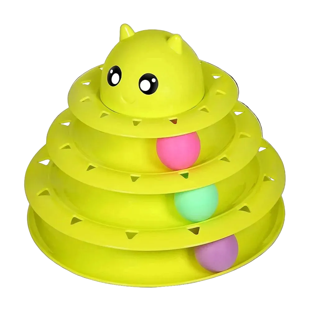 51qx51JDyzL._SL1500.png Cat Toy Roller 3-Level Turntable Cat Toy Balls With Three Colorful Balls - Image 1