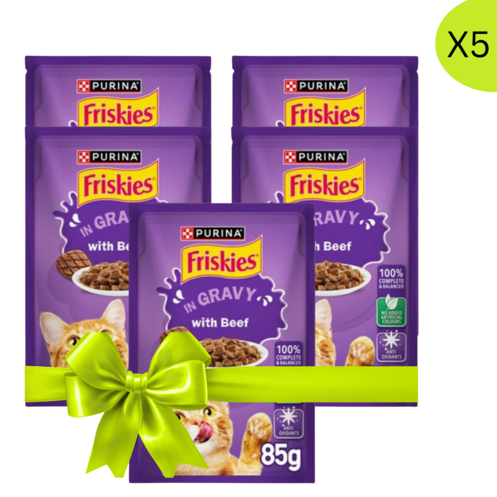 6221007045694_7_20260914134703574.png Buy 4+1 Free Friskies Beef Chunks in Gravy Wet Cat Food Pouch 85g - Image 1