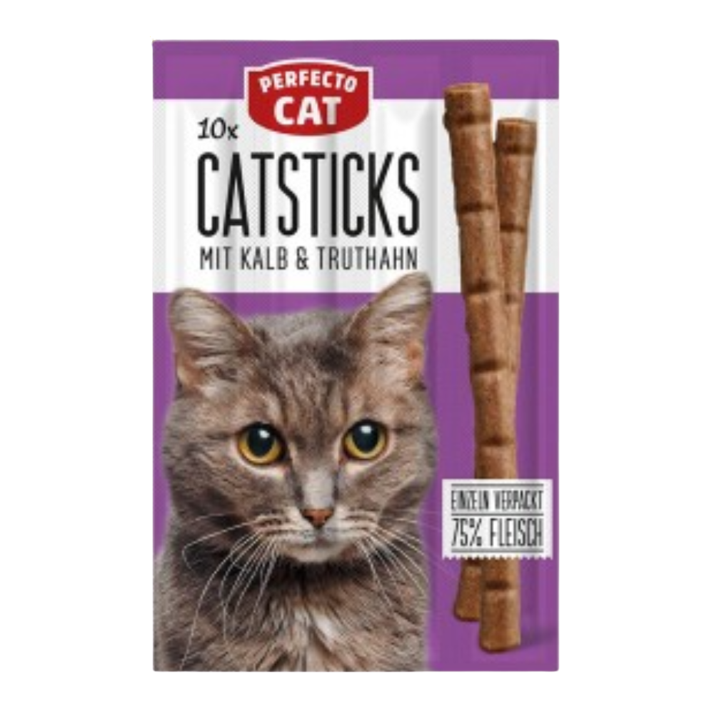 6984-large_default_a11a54bb-3a64-4f3e-9a60-168f5f8aec56_20260520110852914.png Perfecto Cat 10X Catsticks Mit Kalb & Truthahn 50g - Image 1