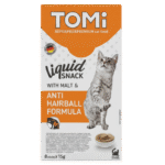 Tomi Super premium Cat Food Liquid Snack Anti Hairball Formula With Malt 8 Sticks * 15 g