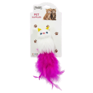 Fluffy Cat Plush Feather Toy - Image 1