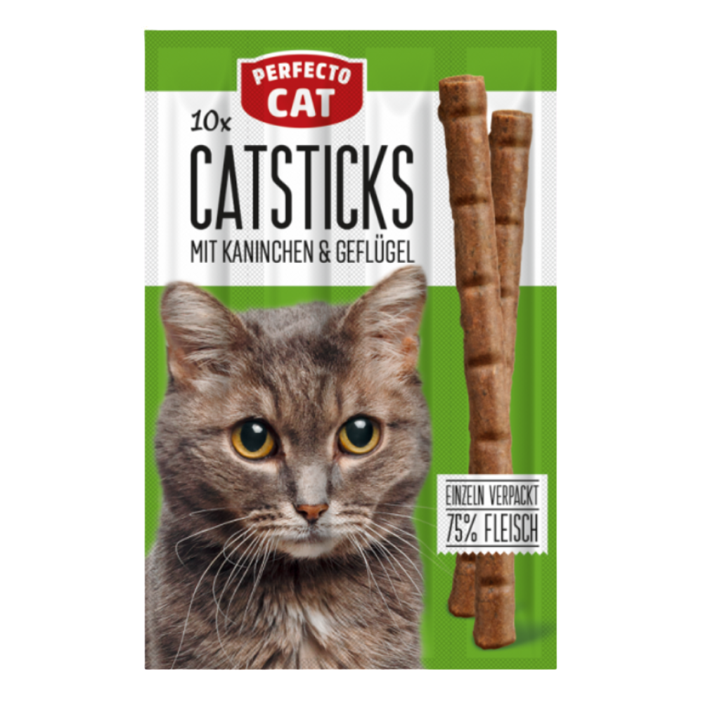 C7B6335A-69FE-DC29-429B-129103BE_20260520110745677.png Perfecto Cat 10X Catsticks Mit Kaninchen & Geflugel 50g - Image 1