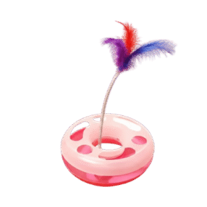 Cat Toy 1 Floor with Feather & Ball Size 25*25*20 Cm - Image 1