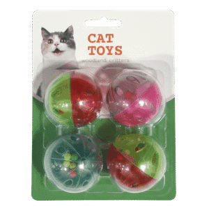 Nunbell Pet Toy 4 Ball With Bell Mixed Color - Image 1