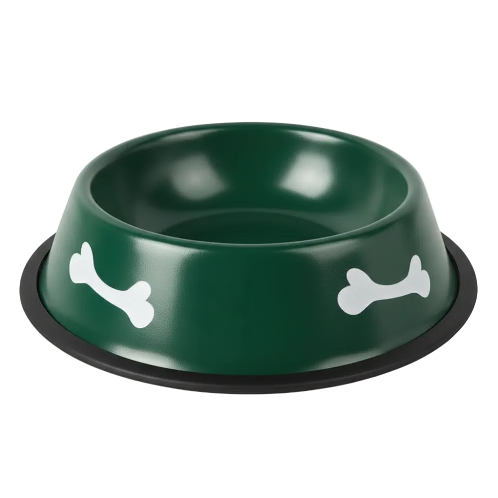 dark-green-pet-bowl_333e6aeb-71e8-41c3-98a1-416f21a809db.png Stainless Steel Paint Dog Bowl big size - Image 1