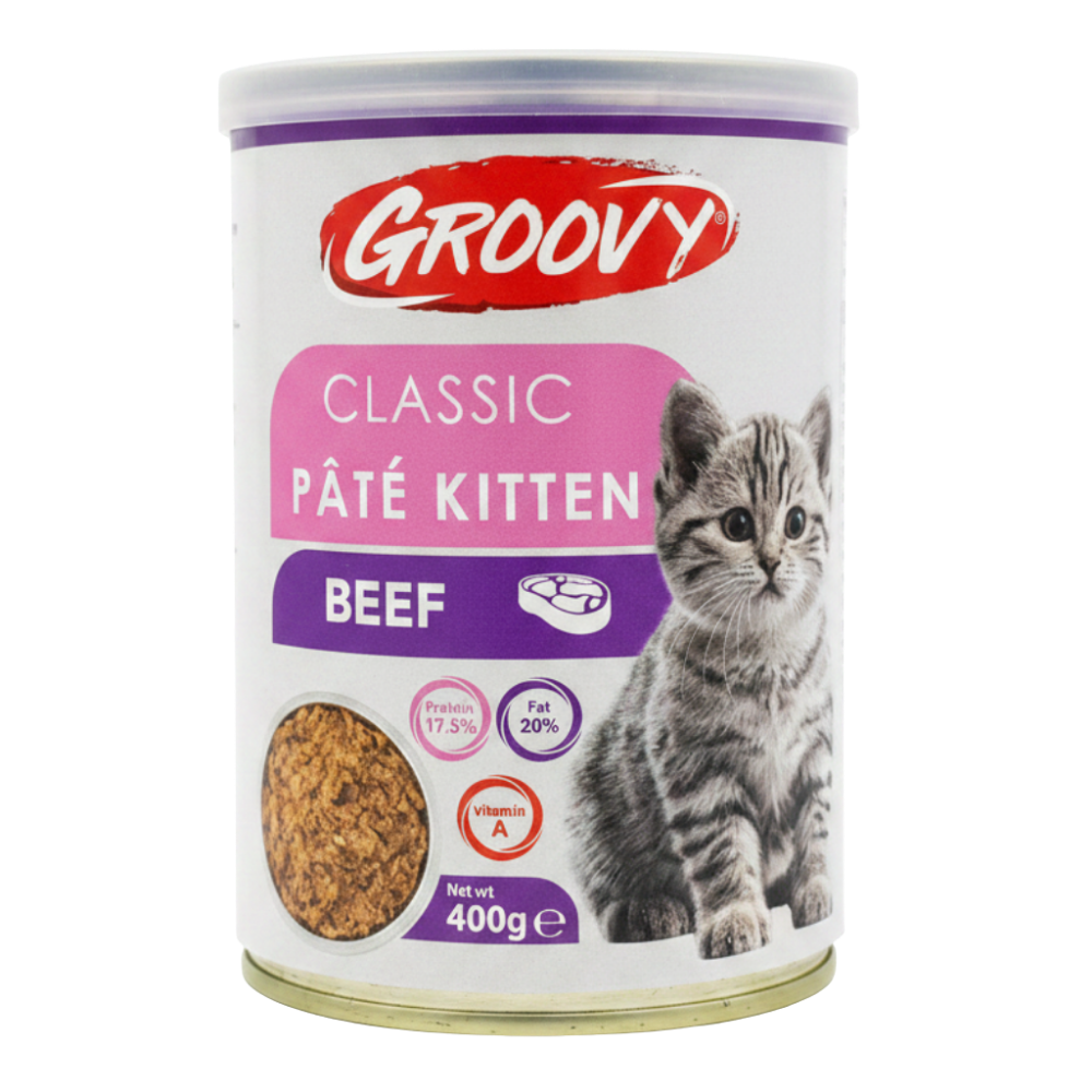 groovy-classic-p-t-kitten-beef-400g_20260606124758595.png Groovy Wet Food for Kitten Classic Pate Beef 400g - Image 1