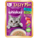 Whiskas Wet Food for Adult Cat Tasty Mix Jelly with Ocean Trio & Green Bean 70g