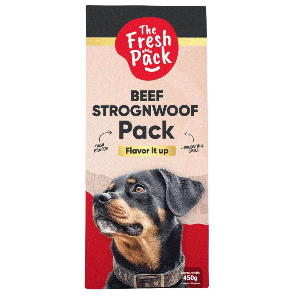 shopify_asset_-_2026-06-01T172952.442.png The Fresh Pack Beef Strognwoof For Dogs - "UMAMI" 450 Grams - Image 1