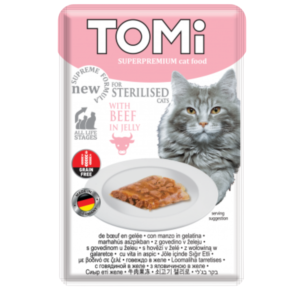 shopify_asset_-_2026-06-01T173054.512.png Tomi Wet Food with Beef in Jelly for Sterilized Cats 85 gr - Image 1