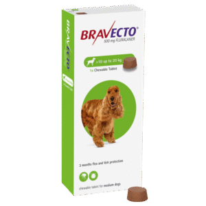 Bravecto MSD 10-20Kg Adult Dog Flea & Tick Treatment - 1 Tablet - Image 1