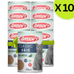 BUY 9 + 1 FREE Groovy Wet Food For Cats Classic pate salmon 400g