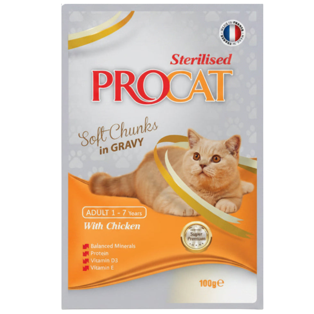 shopify_asset_1000x1000px_14_20260519150919598.png Procat Wet Food For Adult Cat Sterilised With Chicken Soft Chunks In Gravy100 g - Image 1