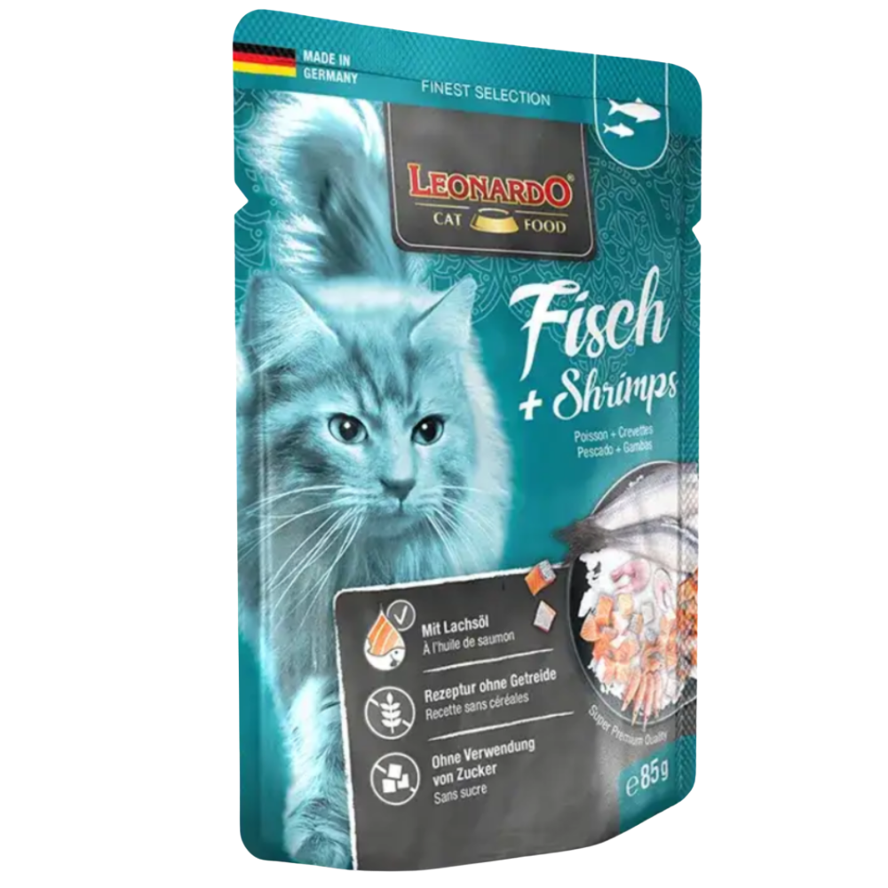 shopify_asset_37_154d373e-9ea6-4be8-994f-b5146df94fa2_20260531175539429.png Leonardo Wet Food Adult Cat With Fish And Shrimps 85 G - Image 1