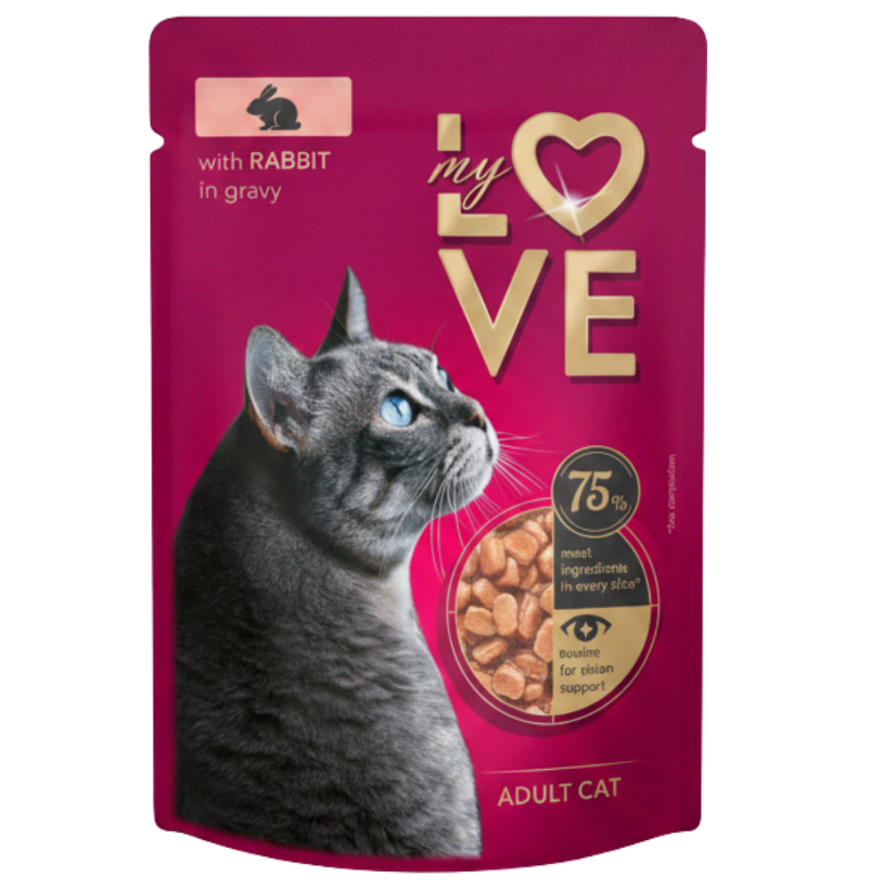 shopify_asset_4_a1341dee-96fb-4780-989c-b83355ead5f8.png My Love Wet Food For Adult Cat With Rabbit In Gravy 85g - Image 1