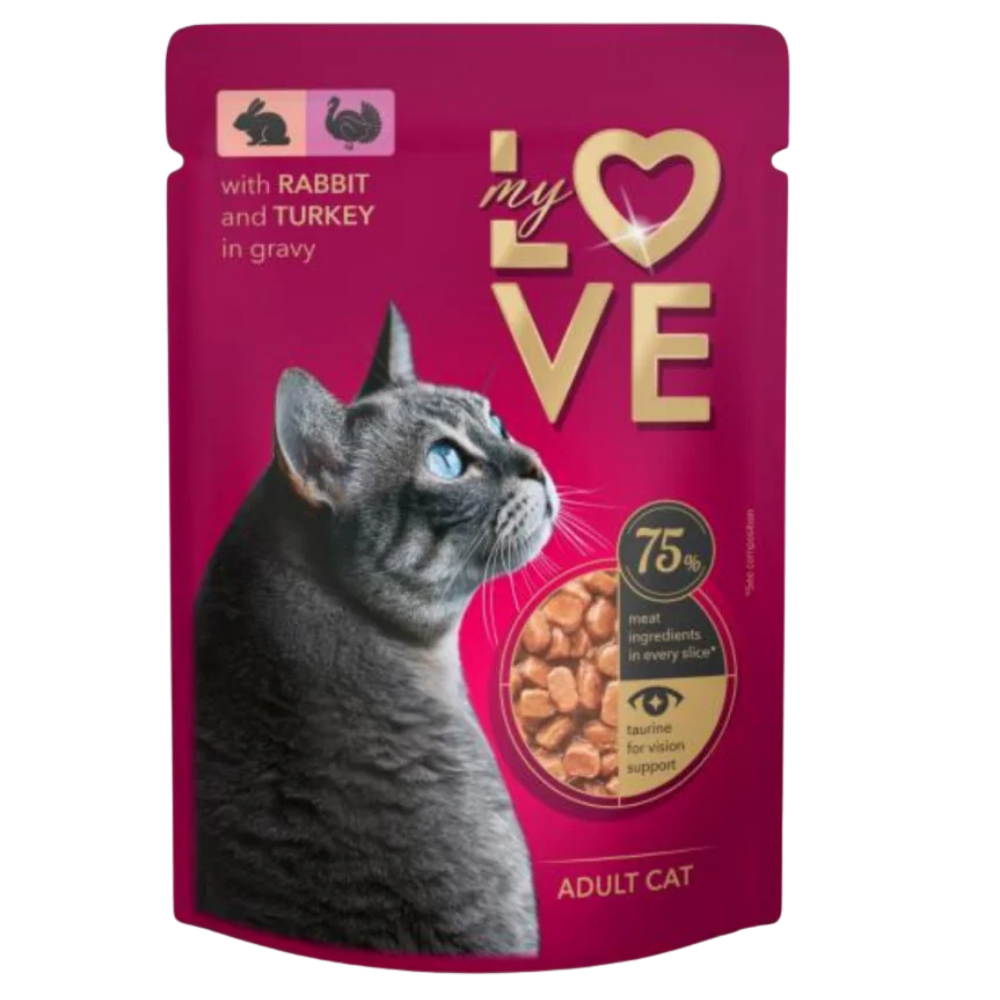 shopify_asset_5_9fde83cf-589c-4cf0-bc16-3fb3a2594939.png My Love Wet Food For Adult Cat With Rabbit & Turkey In Gravy 85g - Image 1