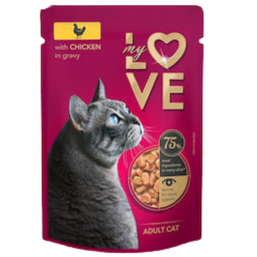 shopify_asset_7_636af86b-e498-447c-81b4-52b63710f8c8.png My Love Wet Food For Adult Cat With Chicken In Gravy 85g - Image 1