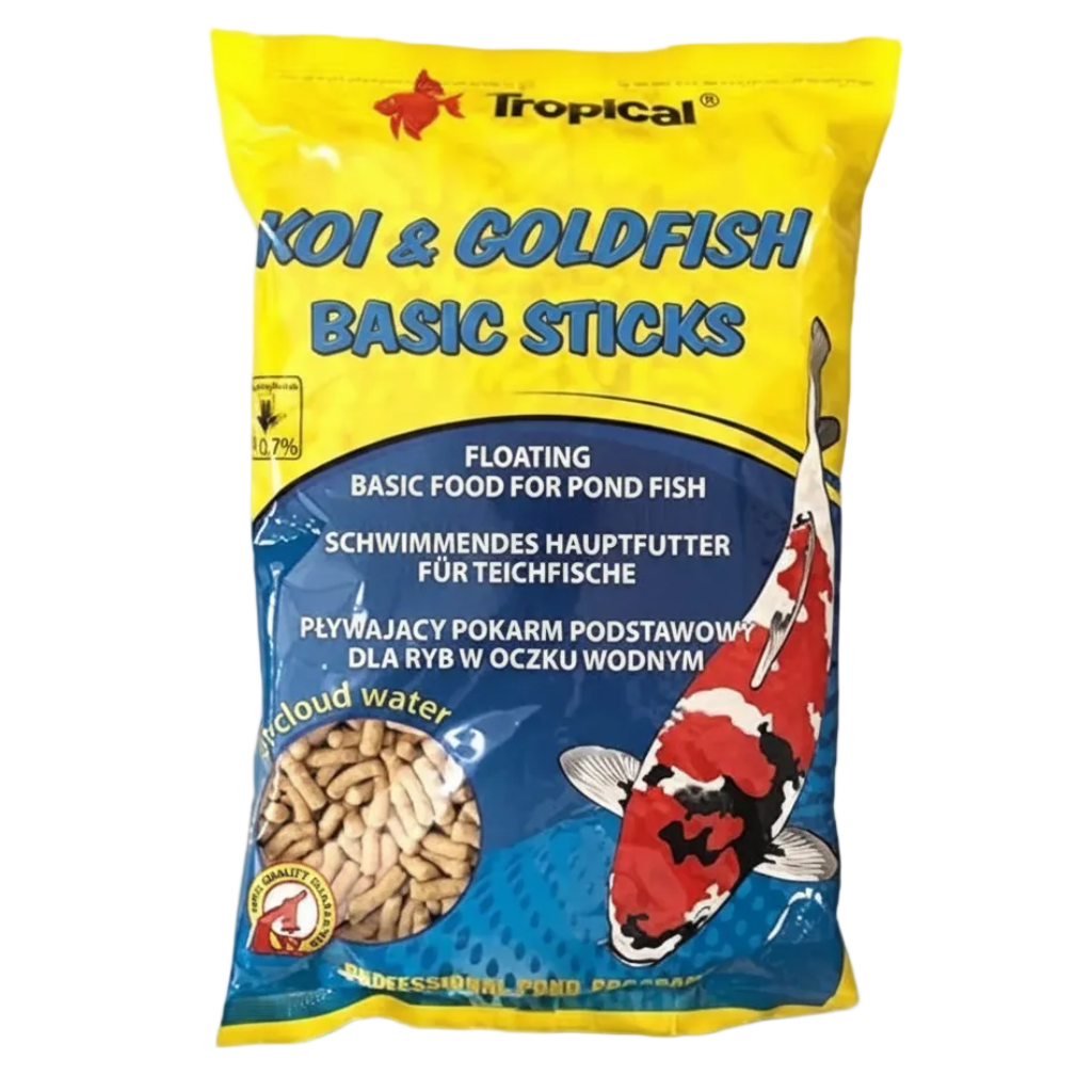 tropical-koi-sticks-bag-white-bg.png Kol & Goldfish Basic Sticks Fish Food 90g - Image 1