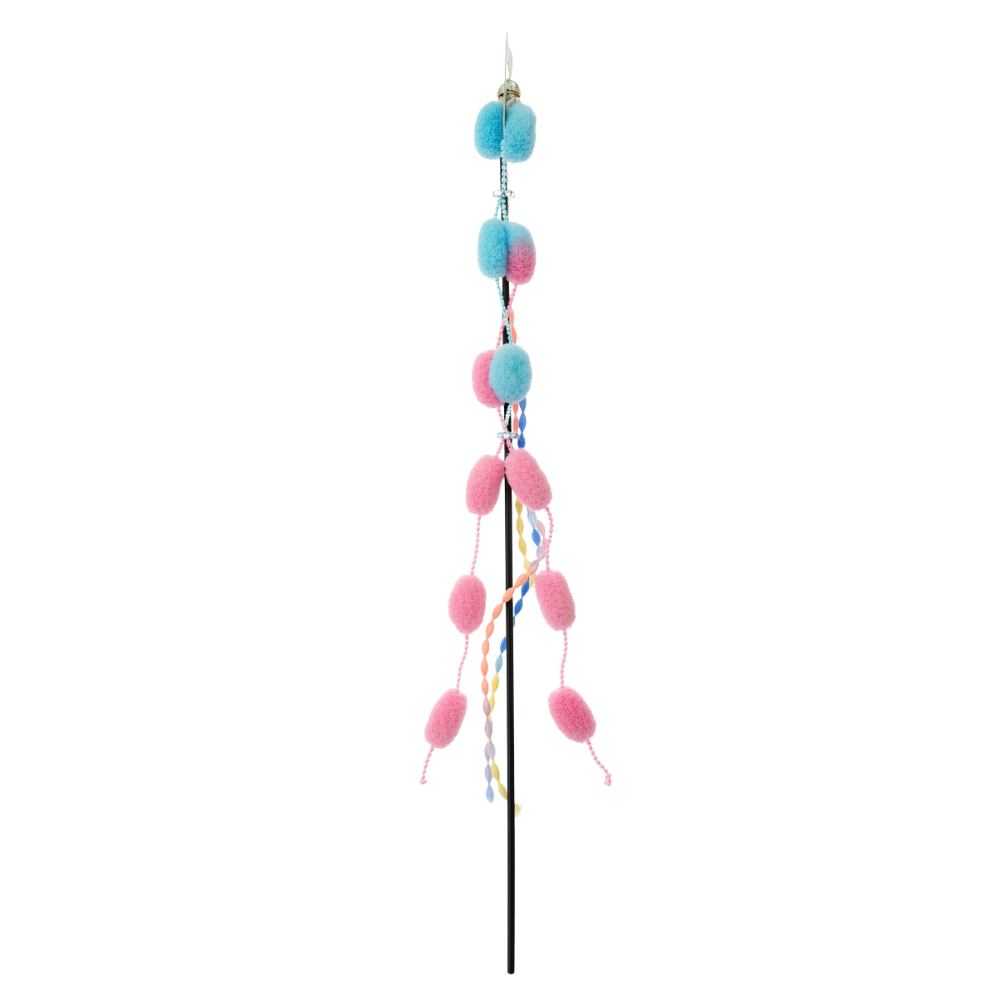 wand-blue-pink_20260519113508995.png Cat Rod Toy With Fluffy Pom-Poms & Rainbow Strings - Image 1