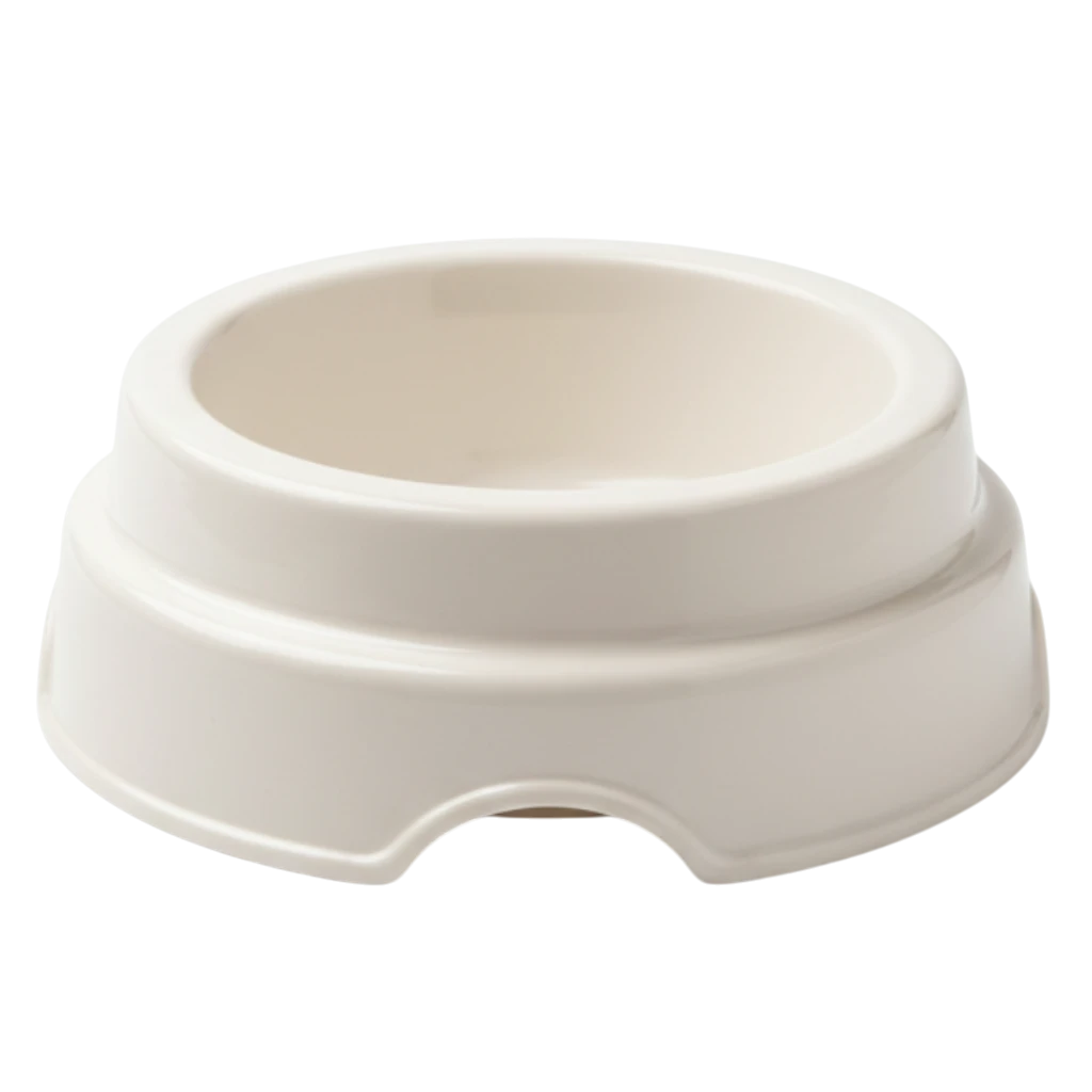 white-pet-food-bowl-white-background.png Plastic Elevated Pet Food Bowl Small 17 Cm - Image 1