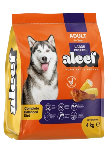 aleef-dry-food-chicken-corn-large-breed-4kg-376x531 Aleef Dry Food With Chicken & Corn For Large Breed Adult 4kg - Image 1