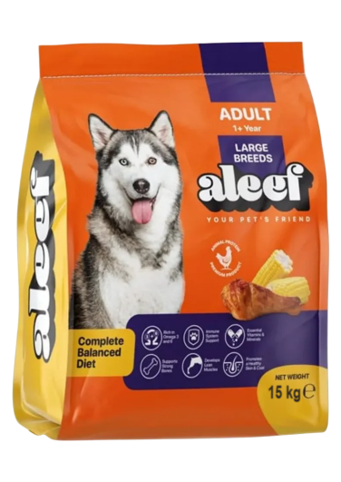 Aleef Dry Food With Chicken & Corn For Large Breed Adult 15kg
