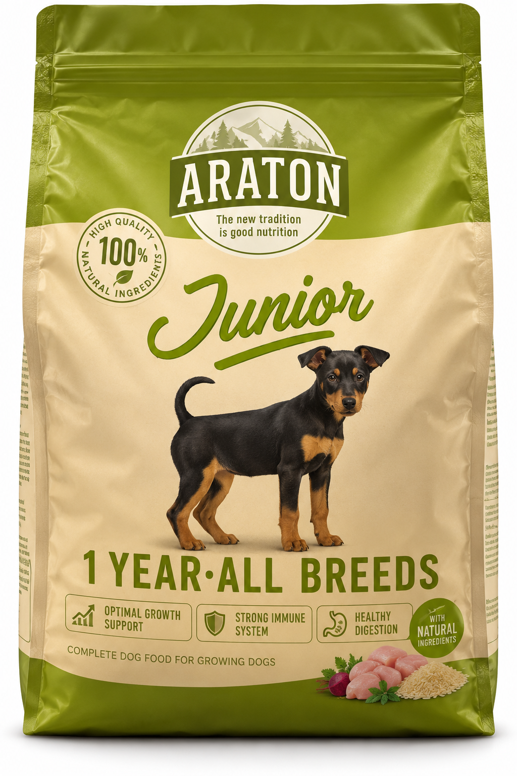 araton-junior ARATON Junior Dry Dog Food – All Breeds 3kg - Image 1