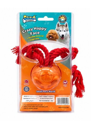 dog-toy-ball-with-rope-376x531 Soleil Crazy Happy Face Rope Hair Dog Toy - Image 1
