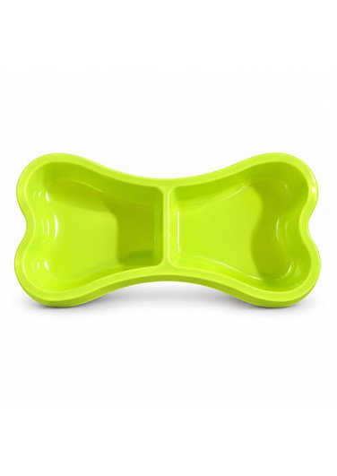 lime-bone-double-bowl-376x531 Double Pet Food & Water Bowl - Image 1