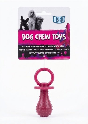 Orgo Durable Pacifier Shaped Dog Chew Toy Burgundy