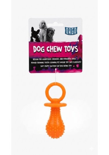 Orgo Durable Pacifier Shaped Dog Chew Toy Orange