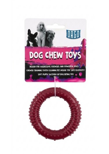 Orgo Durable Ring Dog Chew Toy for Dental Cleaning Burgundy