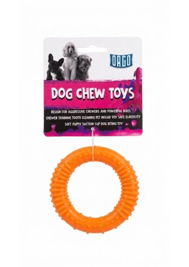 Orgo Durable Ring Dog Chew Toy for Dental Cleaning Orange