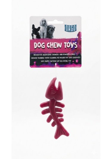 Orgo Fish Bone Rubber Chew Toy Burgundy