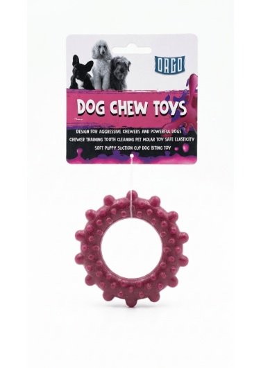 Orgo Spiky Ring Dog Chew Toy for Dental Care Burgundy