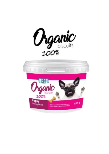 Orgo Organic Turkey And Rice Dog Treats for Puppies 150g Healthy Biscuit Tub