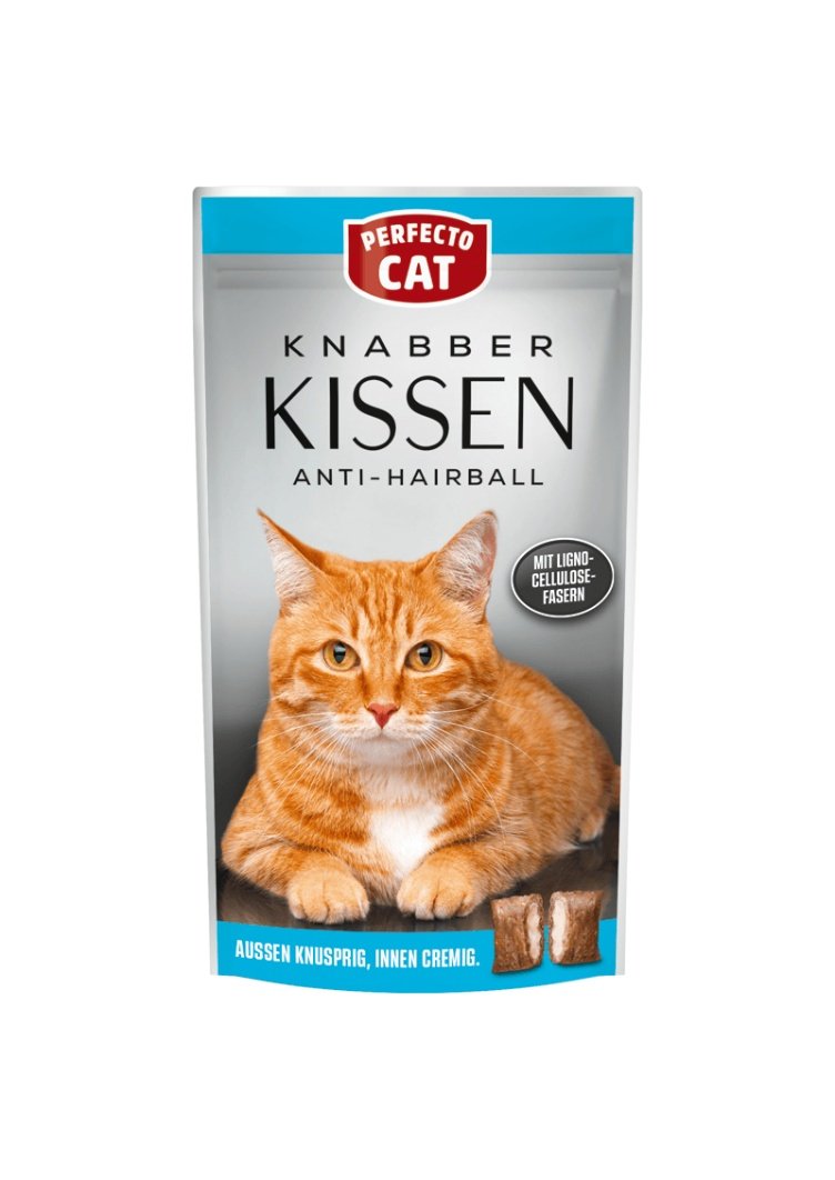 Perfecto Cat Feine Knabber Kissen Anti Hairball 50g Perfecto Cat Anti Hairball Treats 50g