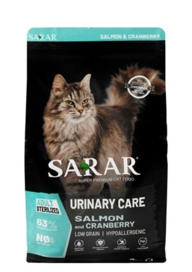 sarar-016ac209-376x531-1 Sarar Hypoallergenic Urinary Care Dry Food with Salmon & Cranberry for Sterilized Adult Cats 2KG - Image 1