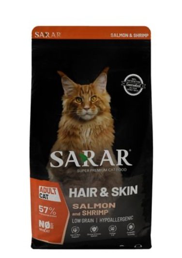 sarar-7eaf12b0-376x531-1 Sarar Hypoallergenic Hair & Skin Dry Food with Salmon & Shrimp for Adult Cats 2KG - Image 1