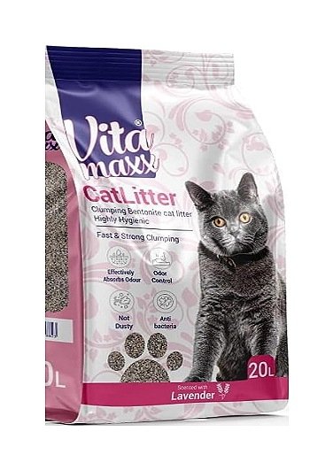 Vita Maxx Clumping Cat Litter with Antibacterial Bentonite & Lavender Scent 20L